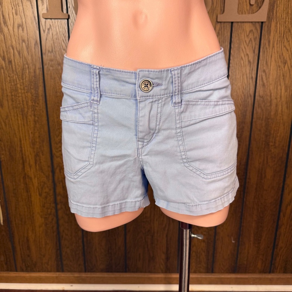 Light Blue Utility Unionbay Cargo Shorts Wmn 5 Low Rise Y2K Indie Sleaze Grunge